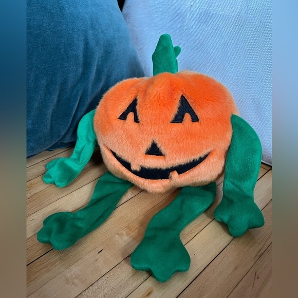 Vintage 1999 TY Inc Halloween Beanie Buddies Collection Pumpkin 8" Plush - Picture 1 of 5